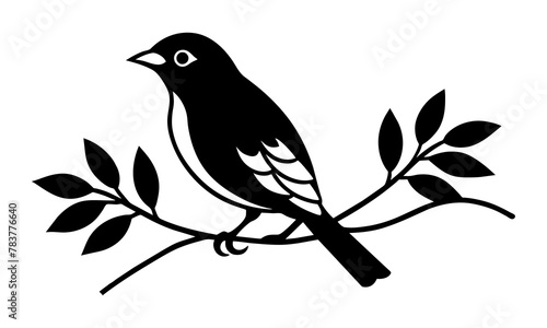 Cute bird with leaves