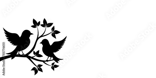 Silhouette of bird with leaves