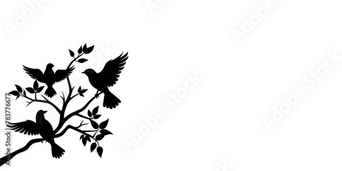 Silhouette of bird on transparent background horizontal