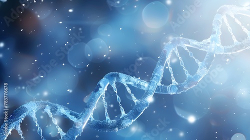 A DNA double helix floating in space, with blue and white tones, light background. For hospitals, healthcare, pharmaceuticals, genetic testing, CDMO, CRO