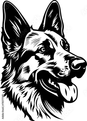 German Shepherd | Minimalist and Simple Silhouette - Vector illustration