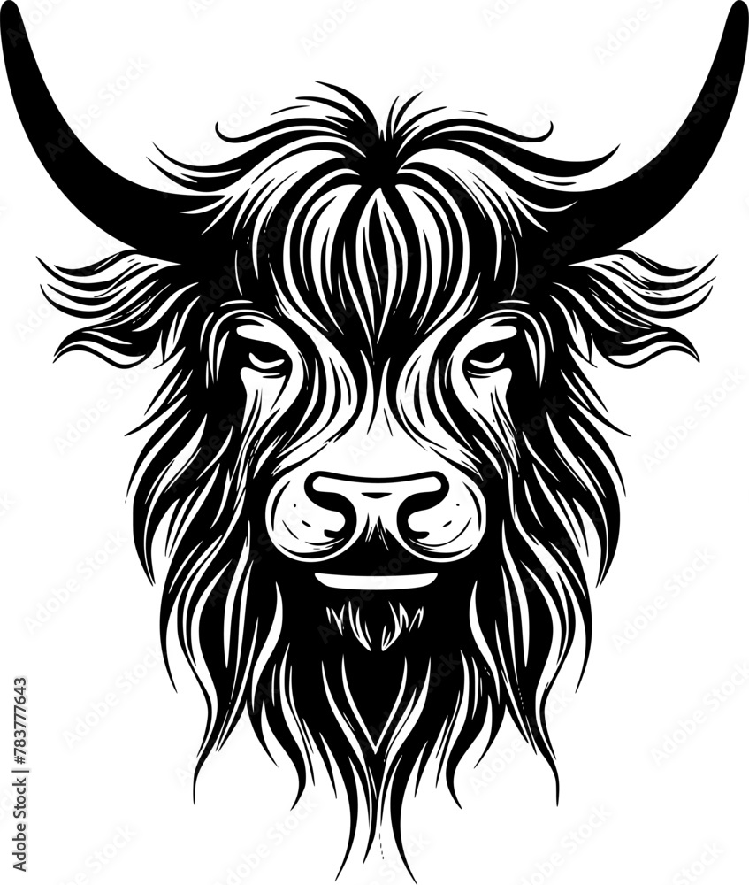 Obraz premium Highland Cow - Minimalist and Flat Logo - Vector illustration