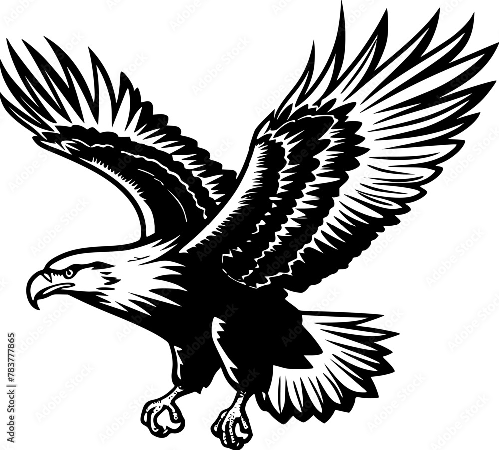 Fototapeta premium Eagle | Black and White Vector illustration
