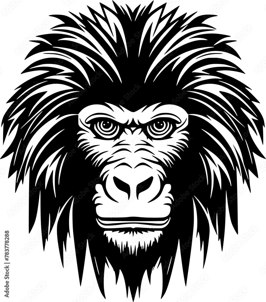 Baboon - Black and White Isolated Icon - Vector illustration