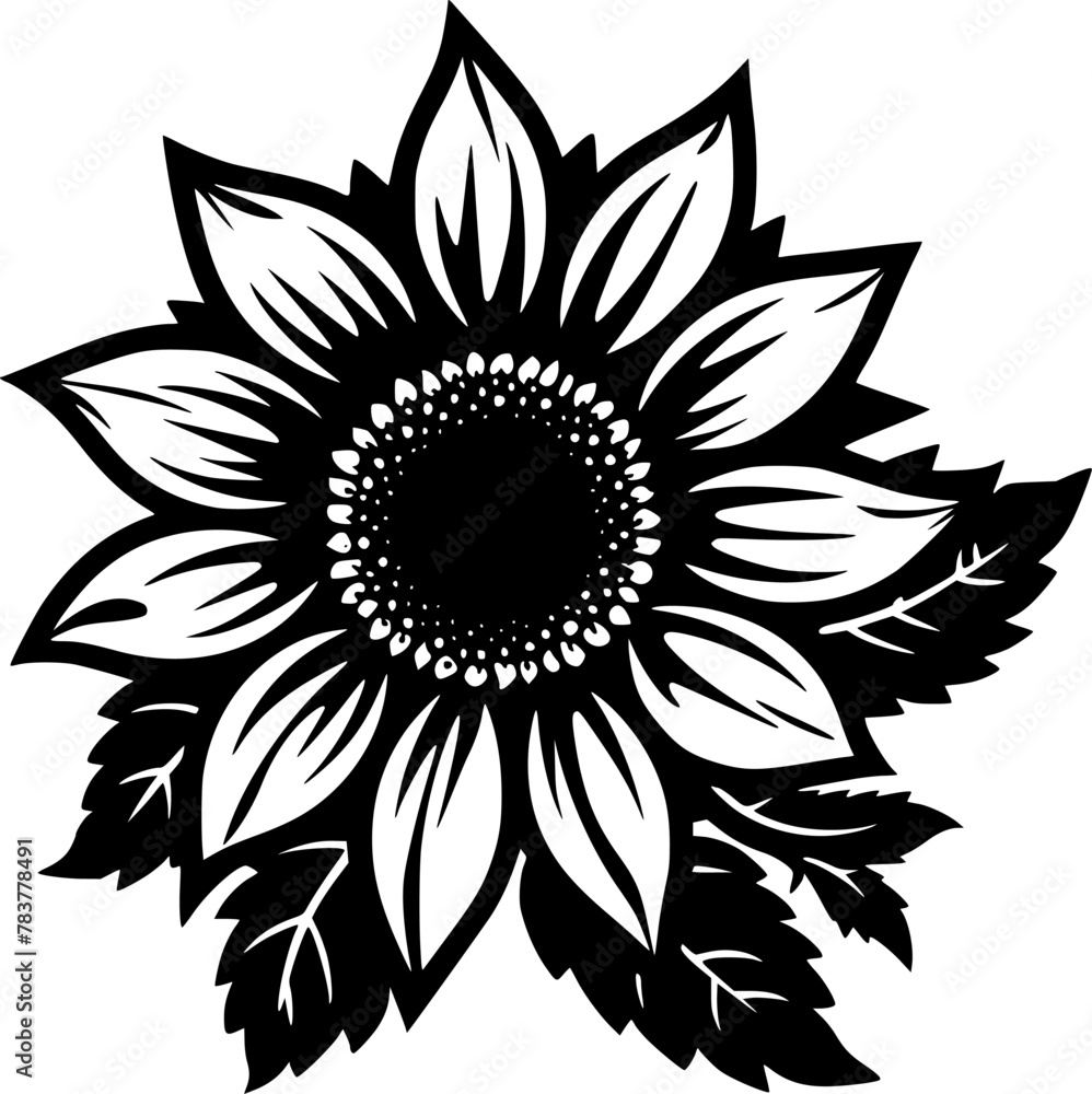 Flower | Black and White Vector illustration Flower | Black and White Vector illustration