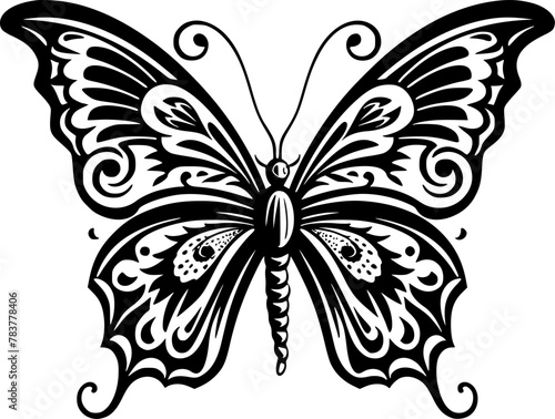 Butterfly | Black and White Vector illustration