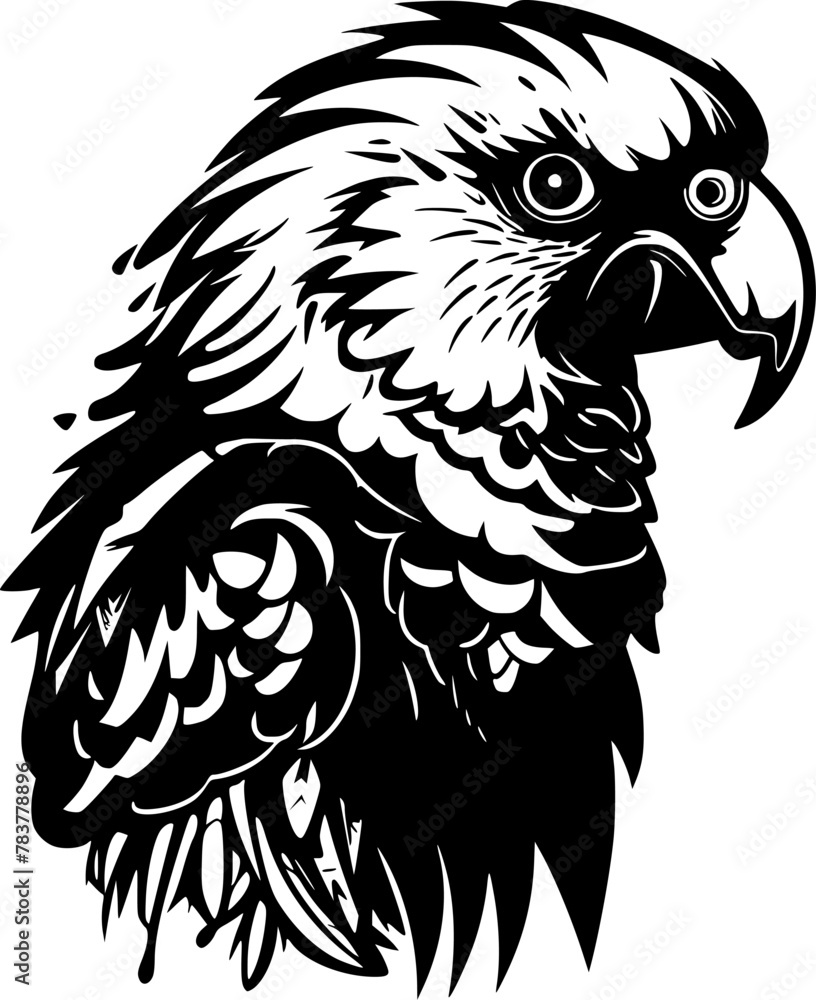 Parrot | Black and White Vector illustration