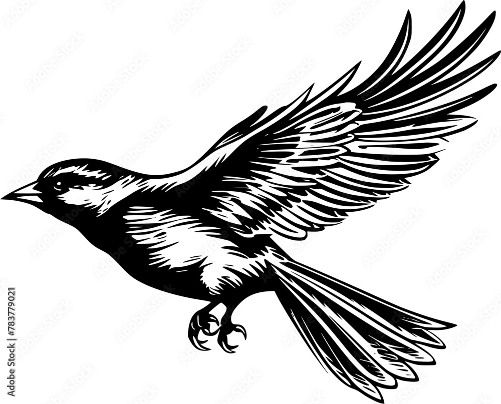Obraz premium Bird - Black and White Isolated Icon - Vector illustration
