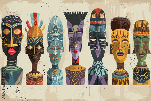 Stylized African masks with modern twist