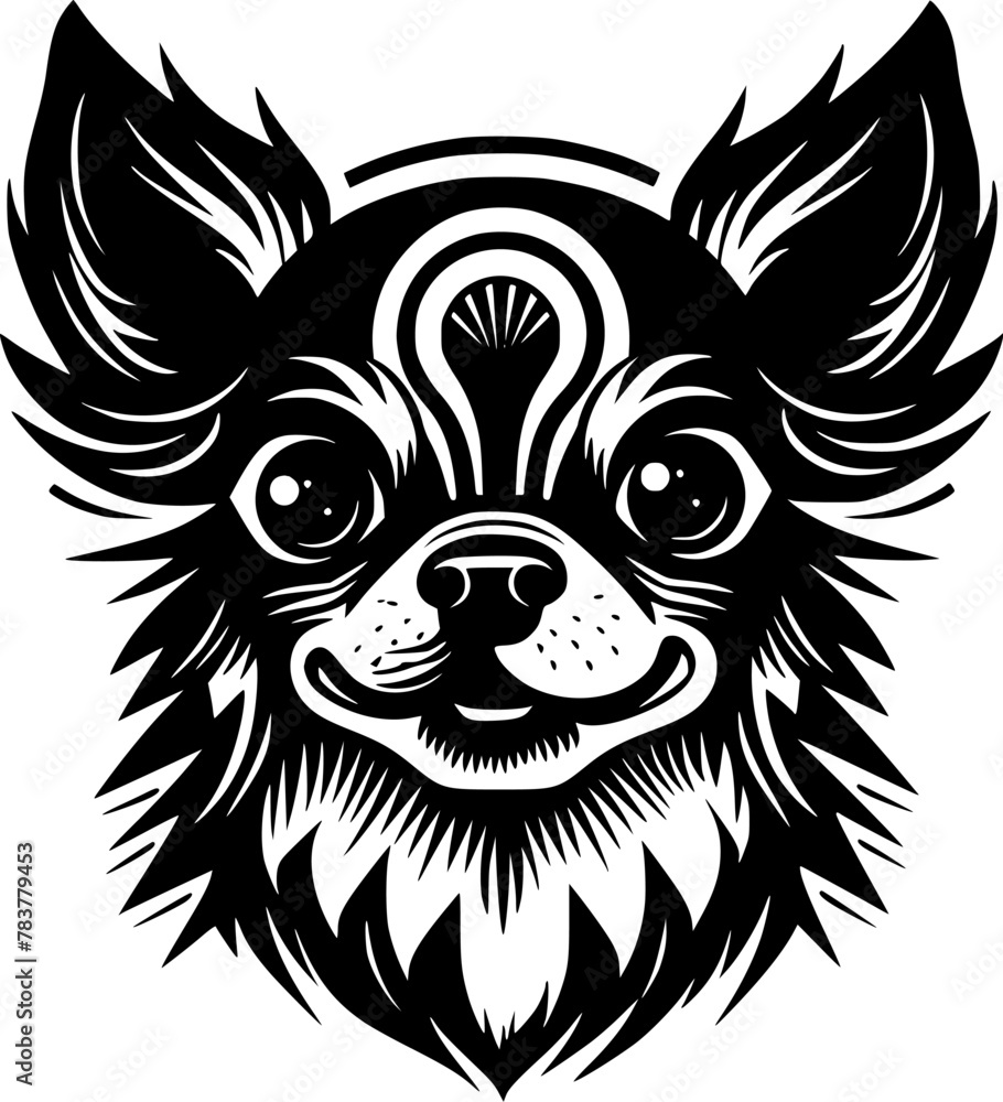 Fototapeta premium Chihuahua - Black and White Isolated Icon - Vector illustration