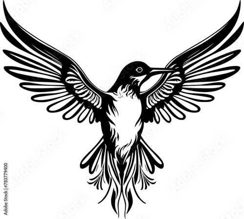 Hummingbird | Black and White Vector illustration