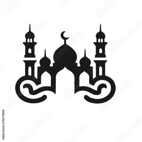 mosque silhouette vector on white backgroumd photo