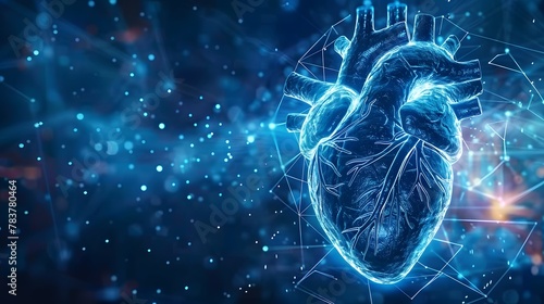 Artificial Heart, Left Ventricular Assist System, Medical Internet Background, Future Medicine Technology, Heart Valve Concept, VID. For hospitals, healthcare, pharmaceuticals, genetic testing.