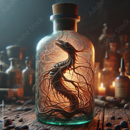 Magical Creature Captured in Glowing Jar 
