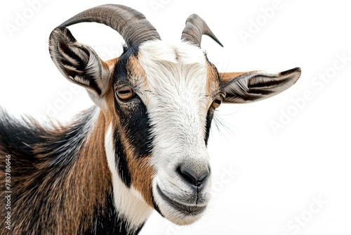 close up adult goat on a white background 