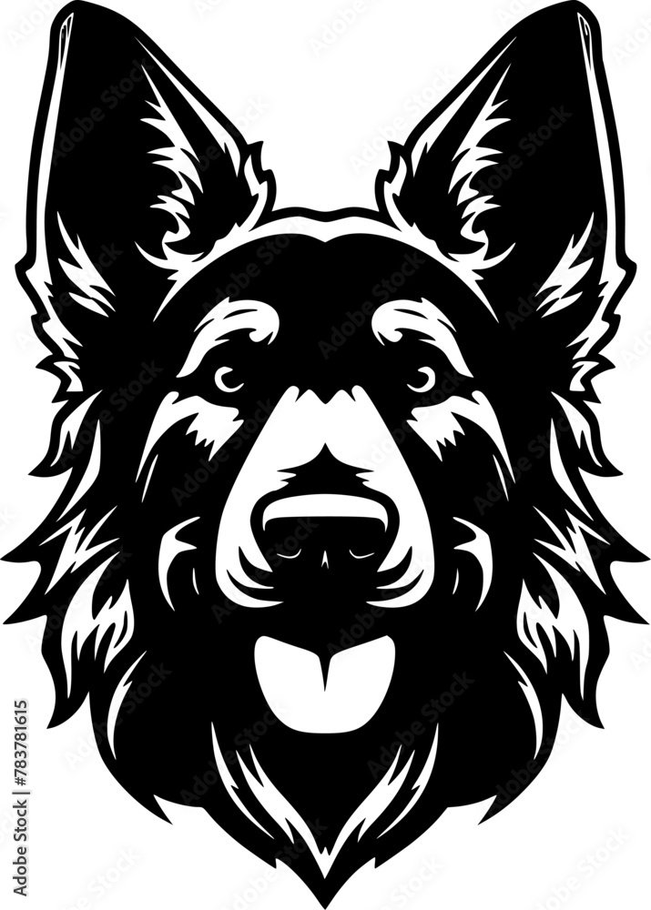 German Shepherd | Black and White Vector illustration German Shepherd | Black and White Vector illustration
