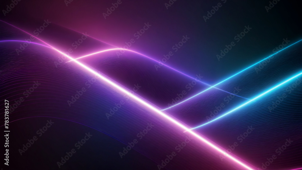 Abstract background with glowing neon lines - obrazy, fototapety, plakaty 