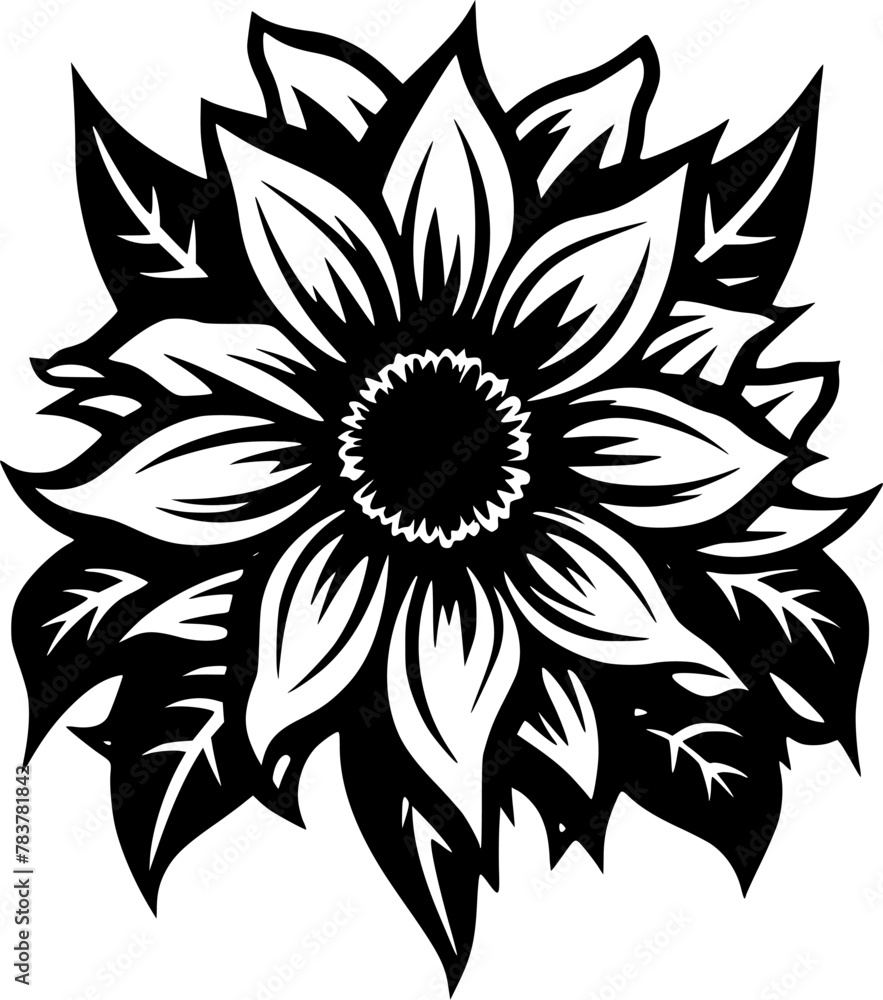 Flower | Black and White Vector illustration Flower | Black and White Vector illustration