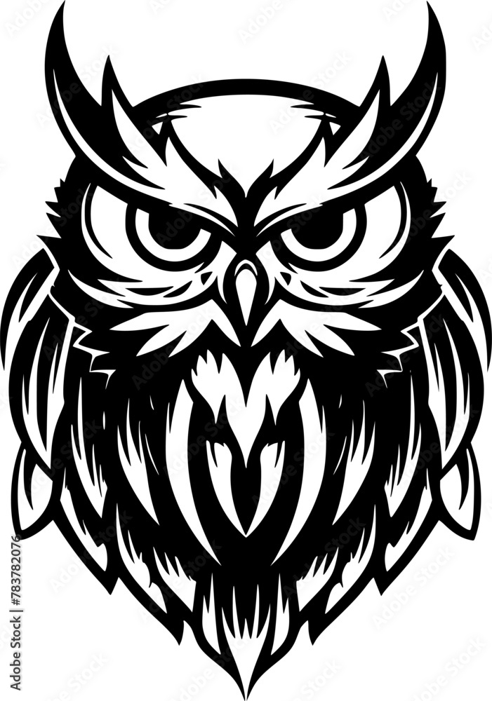 Owl | Black and White Vector illustration Owl | Black and White Vector illustration
