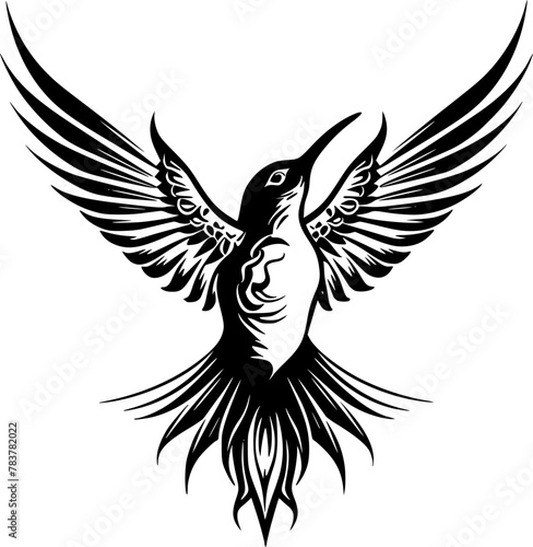 Hummingbird - Black and White Isolated Icon - Vector illustration