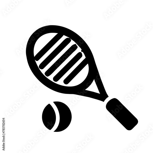 Tennis Racket and Ball icon vector graphics element silhouette sign symbol illustration on a Transparent Background