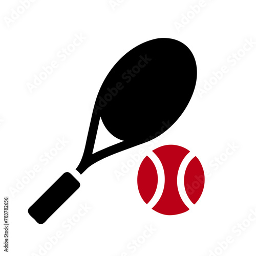 Tennis Racket and Ball icon vector graphics element silhouette sign symbol illustration on a Transparent Background