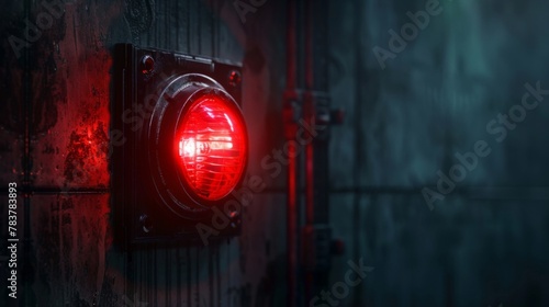 Flashing red warning light against a dark background