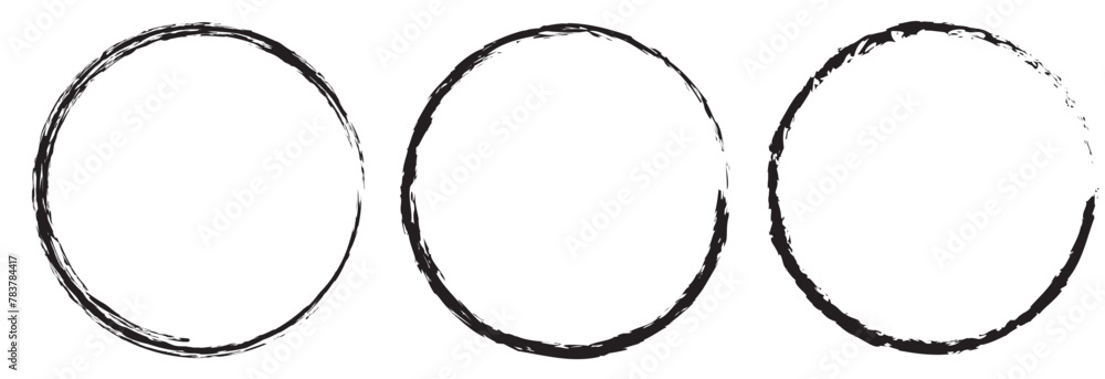 Hand drawn circle line sketch set isolated on white background. Vector circular scribble doodle round circles for message and for note mark . Vector illustration. EPS 10  - obrazy, fototapety, plakaty 