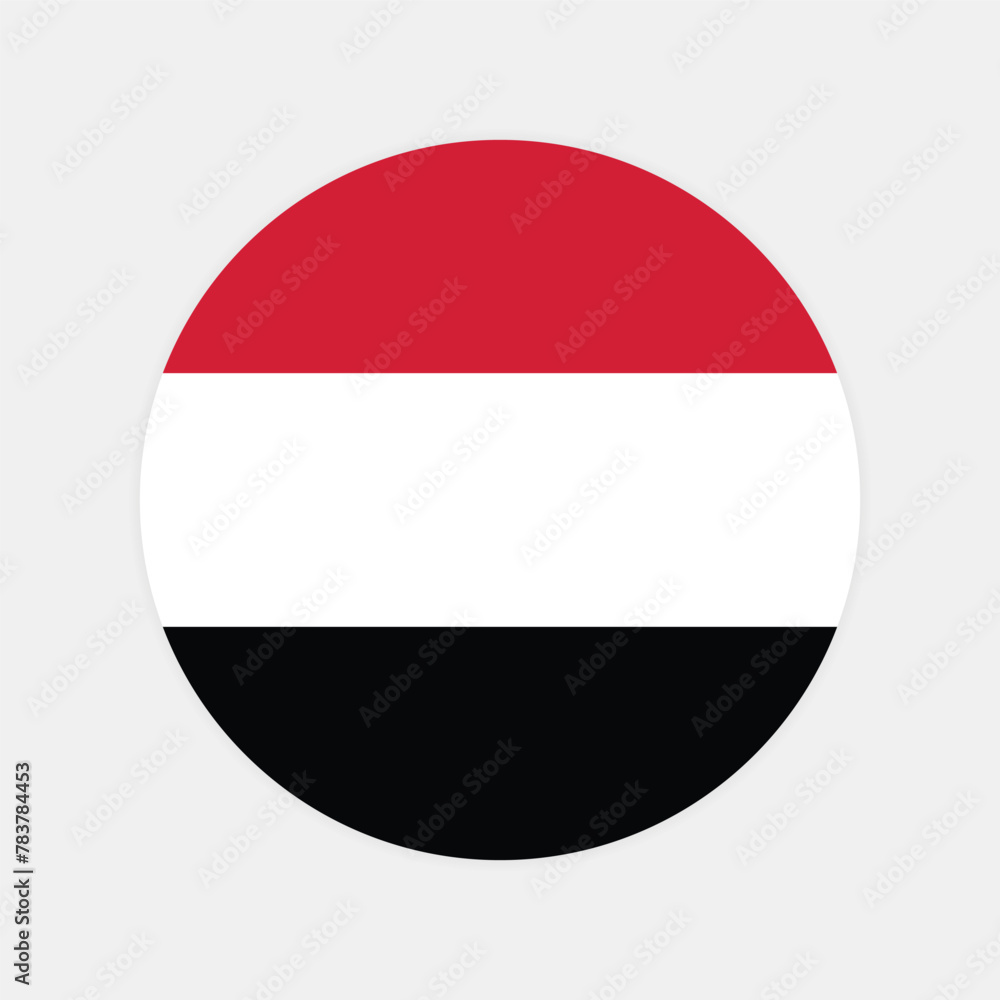 Yemen national flag vector illustration. Yemen Round flag.
Yemen national flag vector illustration. Yemen Round flag.