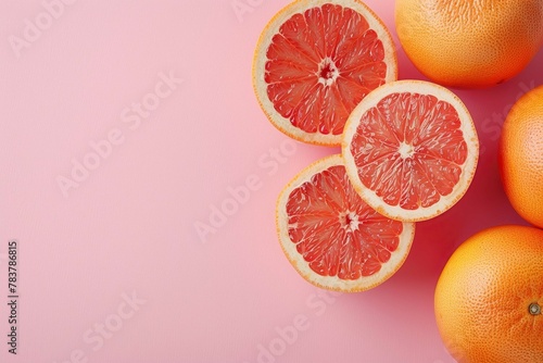 Grapefruit on colored background