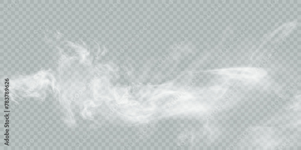 Naklejka premium White vector smoke, cloudy, fog background PNG effect. Fog or smoke isolated on transparent background with overlay effect. Vector