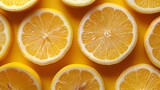 Fresh Lemon Slices on a Yellow Background