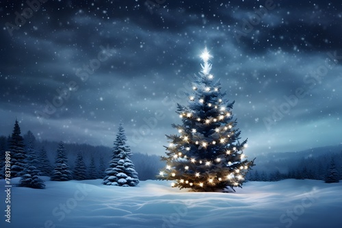 HD Winter Wonderland Scene Glowing Christmas Tree and © Ansaar
