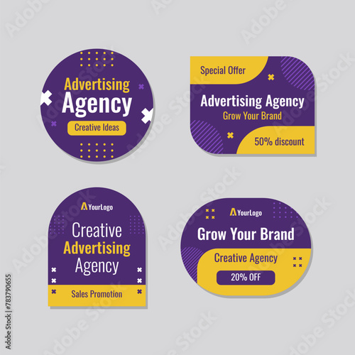 Flat design advertising agency labels
