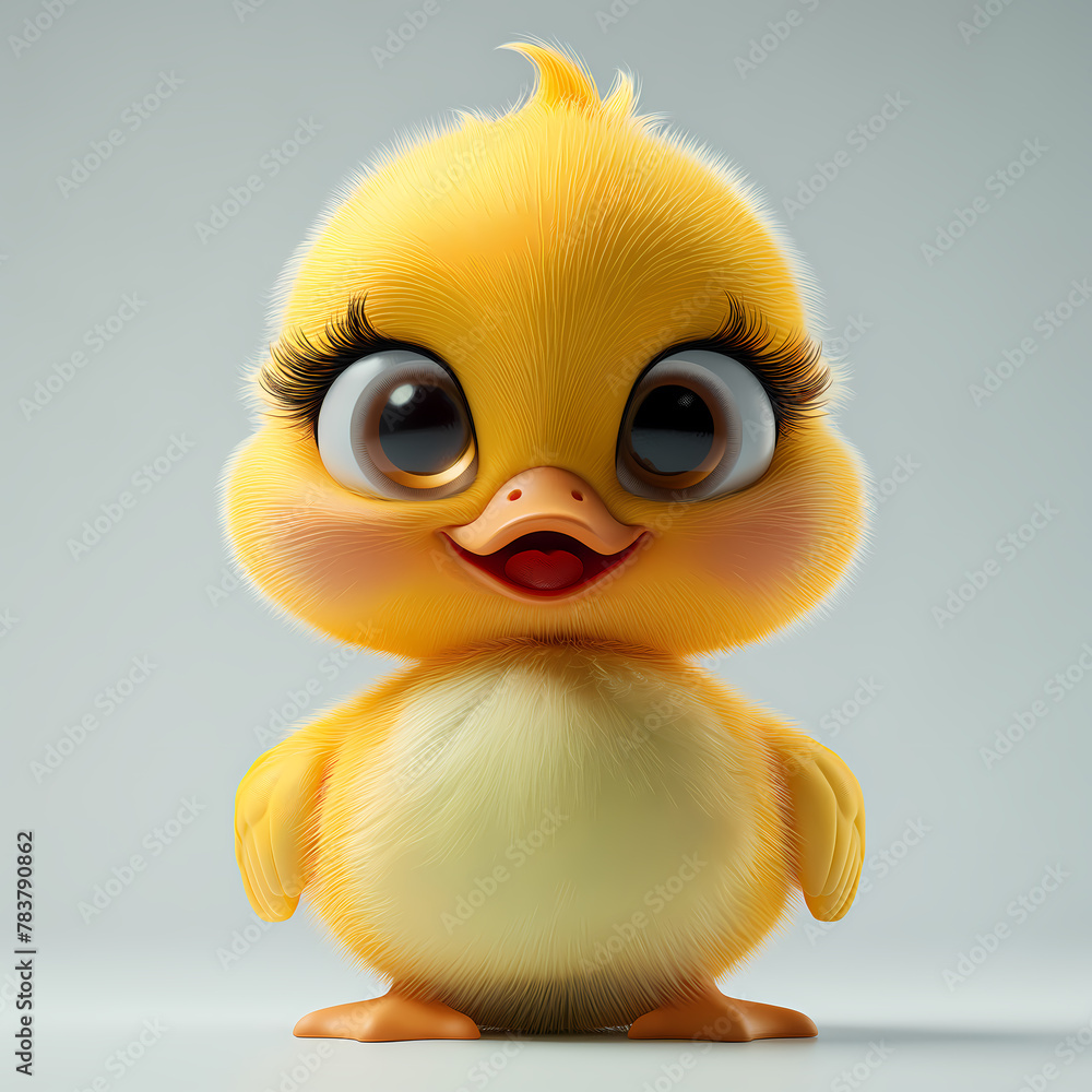Obraz premium A cute and happy baby duck 3d illustration