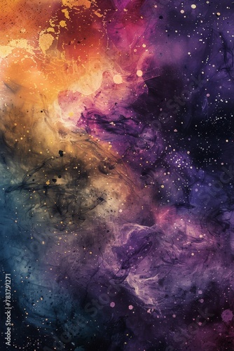 A cosmic nebula reimagined as a splash of colorful paint on a canvas