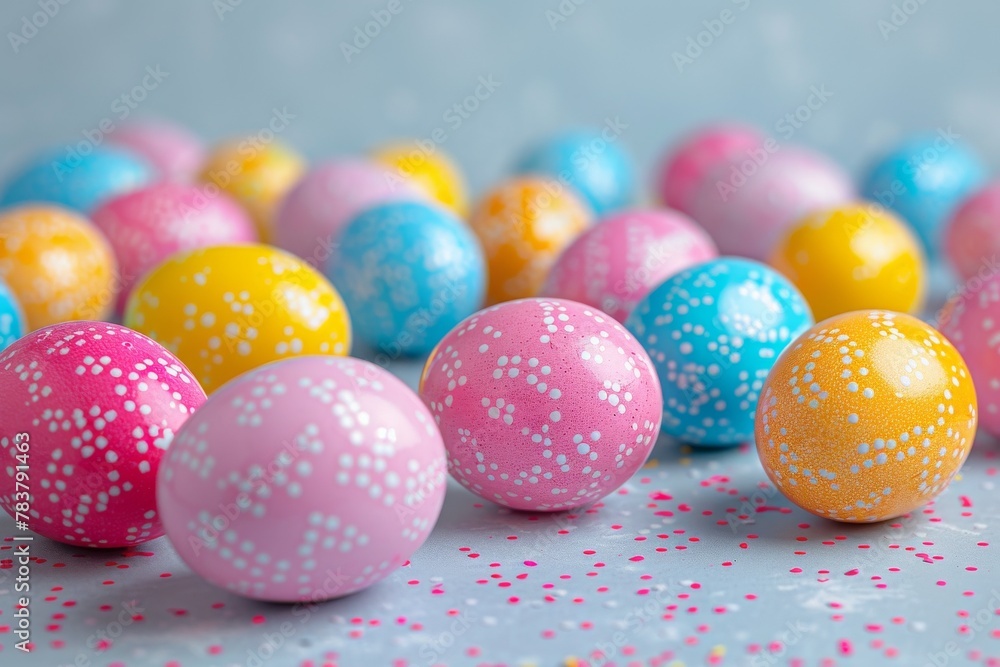 A vibrant Easter egg blowing contest, with a clear, isolated backdrop perfect for adding text, energetic and colorful