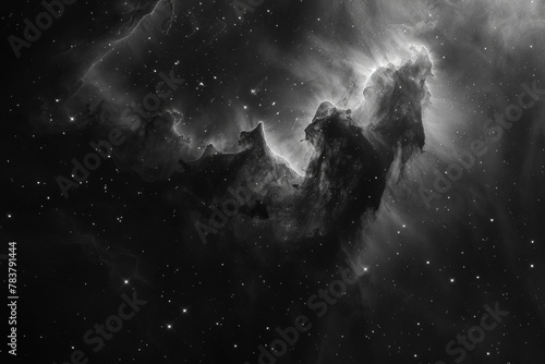 A dark nebula as a cosmic inkblot, its negative space hinting at unseen shapes photo