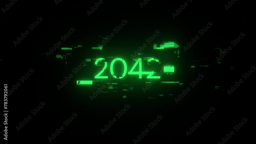 2042 text with screen effects of technological failures. Spectacular screen glitch with various kinds of interference. Looped 2042 text with screen effects of technological failures. Spectacular screen glitch with various kinds of interference. Looped