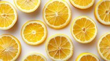 Sliced Fresh Lemons on White Background