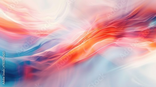 A simple, large white area, with a blurred abstract pattern in blue, orange, and red, is styled with gradients of light red and light pink. For Design, Background, Cover, Poster, Banner, PPT, KV desig photo