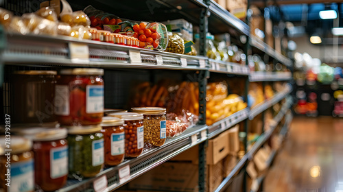 A community food pantry with empty shelves, Spice Market. generative ai  © Malaika