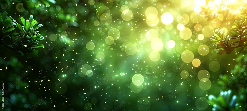 abstract background, bokeh lights, green leaves, water drops abstract background, bokeh lights, green leaves, water drops