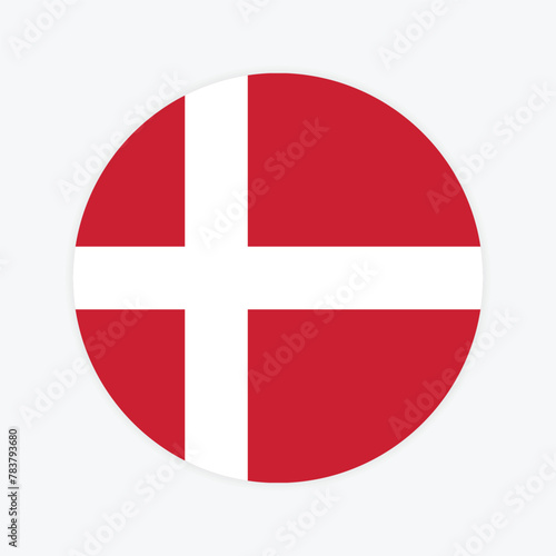 Denmark national flag vector illustration. Denmark Round flag.
