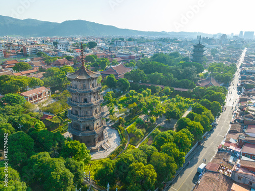 Early morning scenery of Kaiyuan Temple in Quanzhou, Fujian, China photo