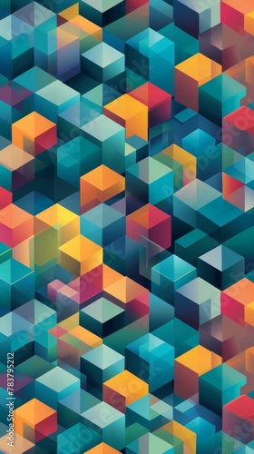 Geometric pattern with isometric cubes, creating depth and perspective