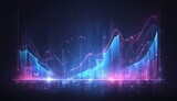 Digital illustration of financial graphs and charts with glowing data points, set against an abstract background with dynamic lighting effects.