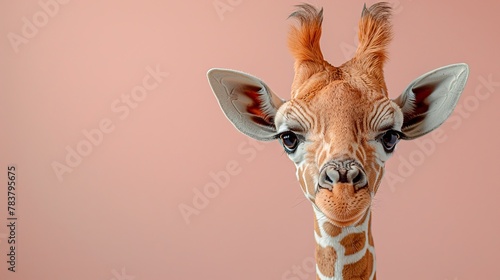 giraffe with a soft toy