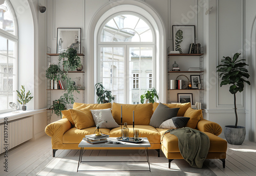 Modern Yellow Living Room with City View in New York