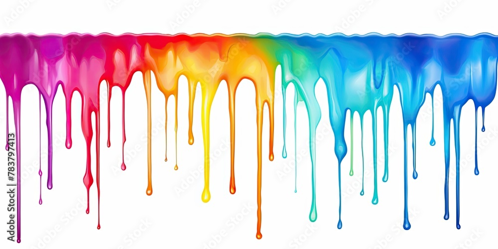 Colorful paint dripping on white background